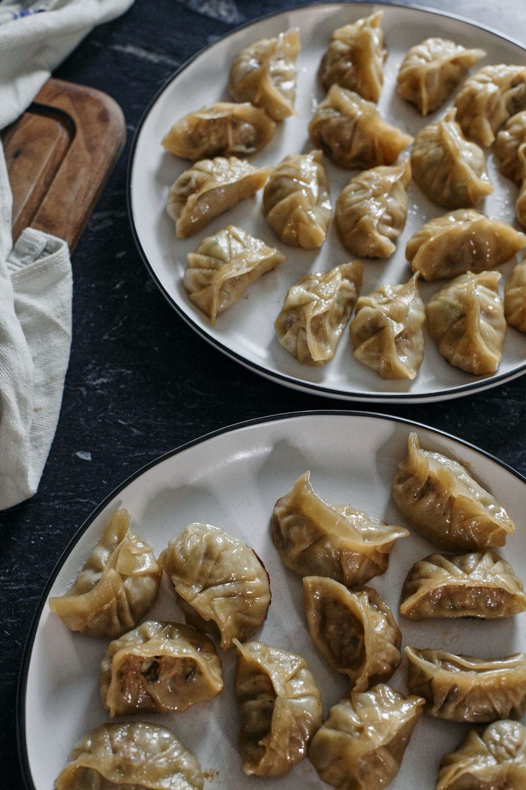 Handmade vegetable dumplings on a tray