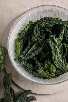 A bowl of kale and chickpea stew
